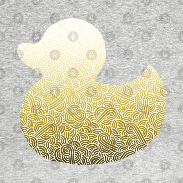 Ombre yellow and white swirls doodles duck toy by Savousepate